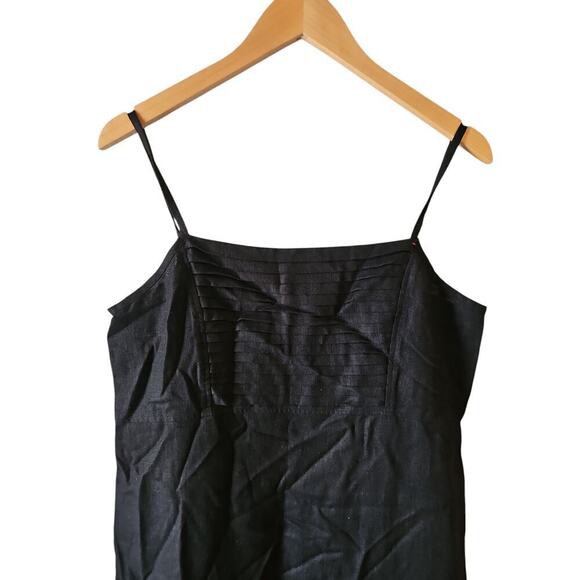 Sweet Jessie sz medium vintage black linen long pleated front dress - Picture 2 of 6